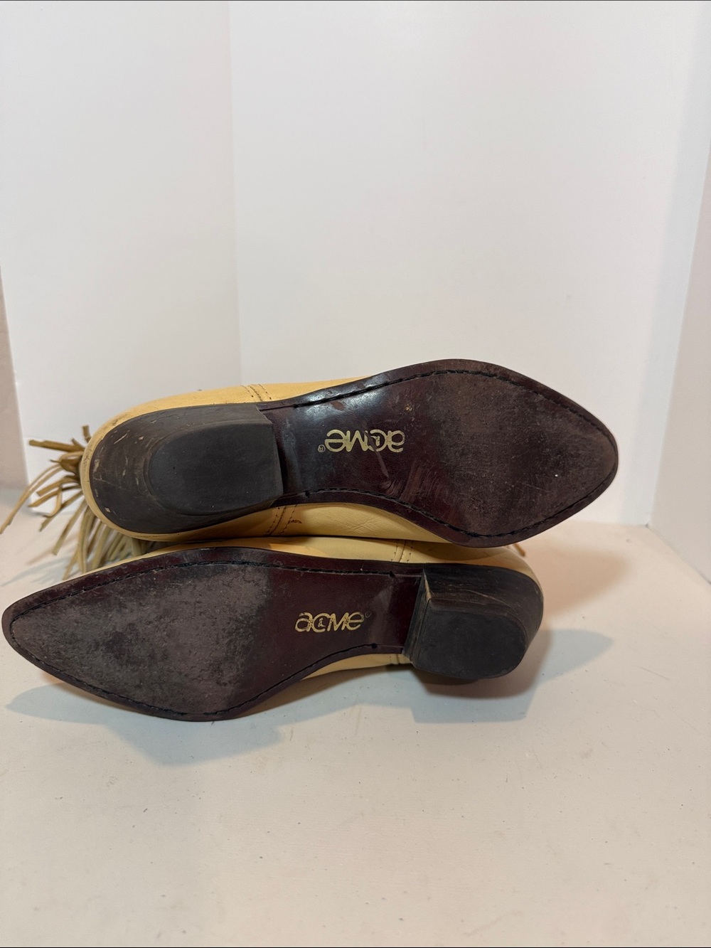 Vintage Acme Leather Fringe Boots 8 - Picture 8 of 11